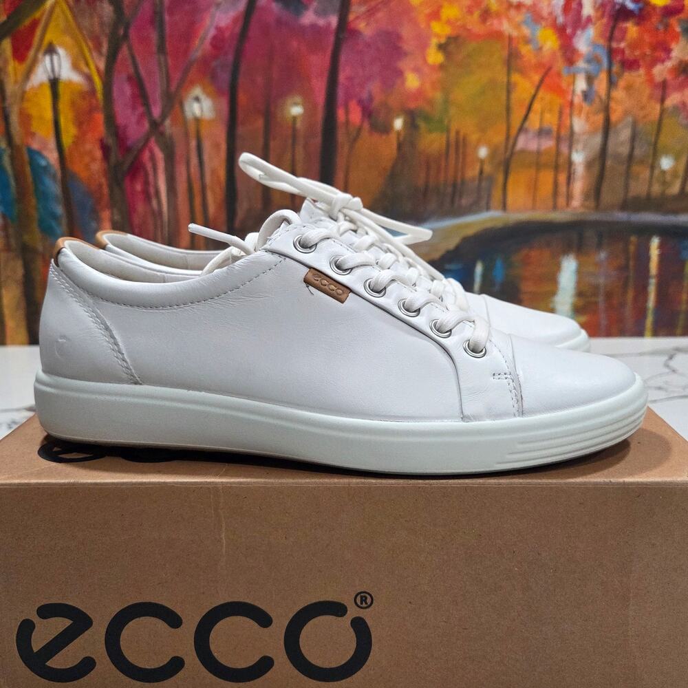 Ecco Soft 7 W Shoe Lace Up Triple White Size 9-9.5 Women's - Picture 3 of 7